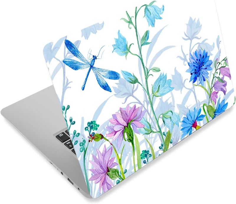 Laptop Skin Sticker Decal,12" 13" 13.3" 14" 15" 15.4" 15.6 inch Laptop Skin Sticker Cover Art Decal Protector Notebook PC (Dragonfly & Flowers)